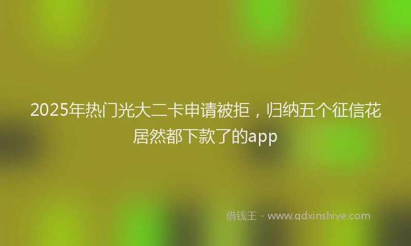 2025年热门光大二卡申请被拒，归纳五个征信花居然都下款了的app