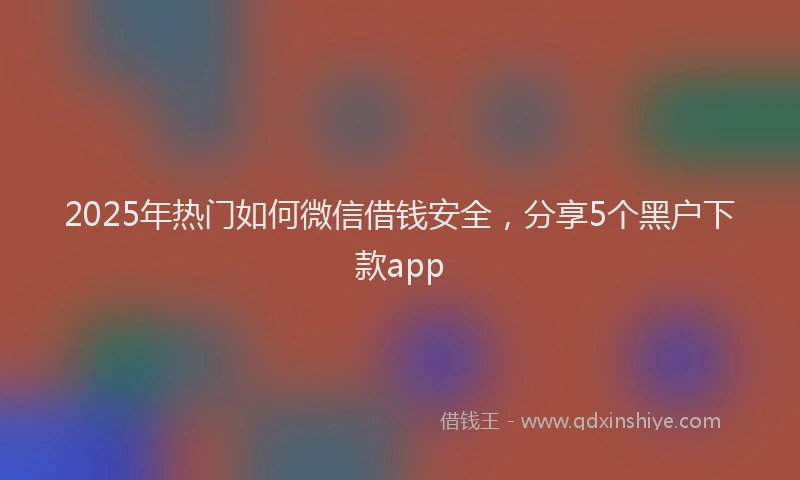 2025年热门如何微信借钱安全，分享5个黑户下款app