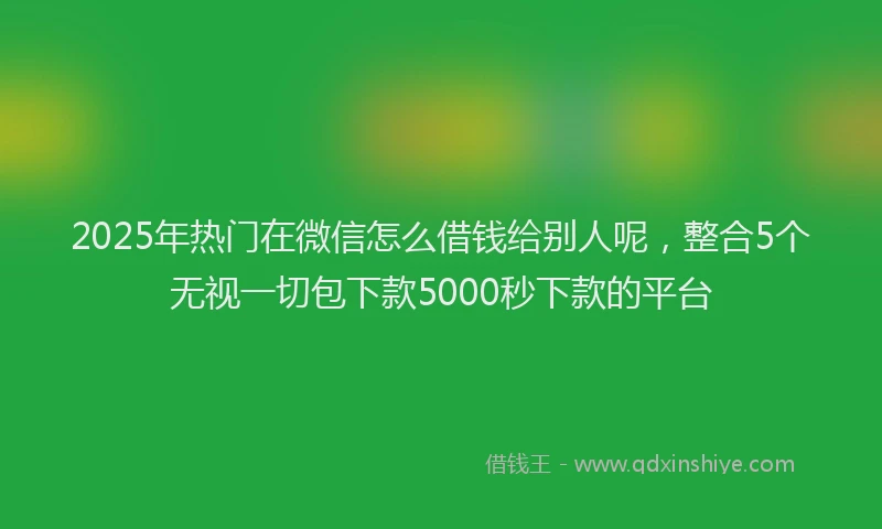2025年热门在微信怎么借钱给别人呢，整合5个无视一切包下款5000秒下款的平台