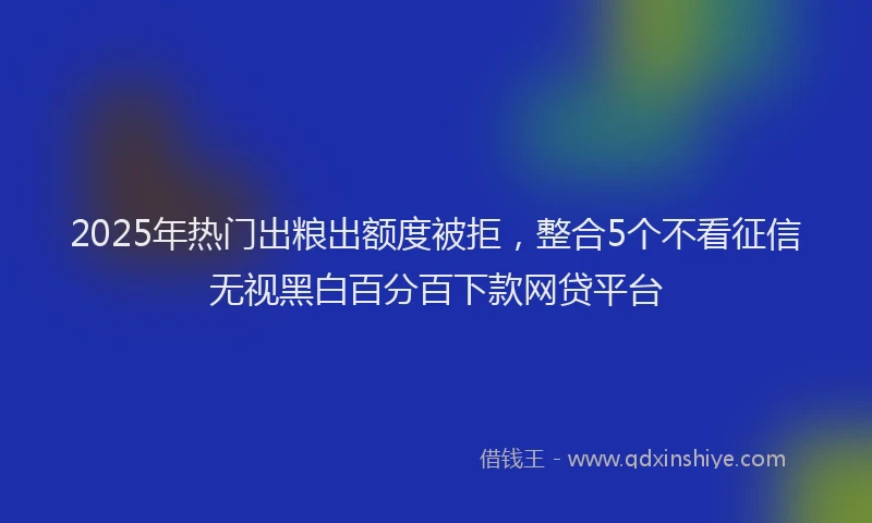 2025年热门出粮出额度被拒，整合5个不看征信无视黑白百分百下款网贷平台