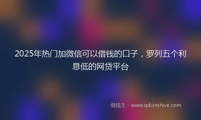 2025年热门加微信可以借钱的口子，罗列五个利息低的网贷平台