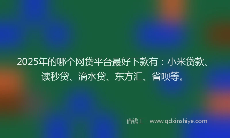 2025年的哪个网贷平台最好下款有：小米贷款、读秒贷、滴水贷、东方汇、省呗等。