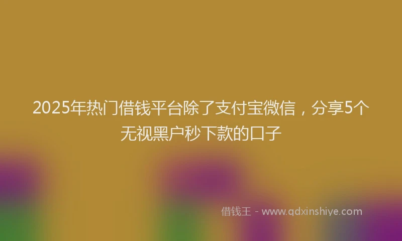 2025年热门借钱平台除了支付宝微信，分享5个无视黑户秒下款的口子