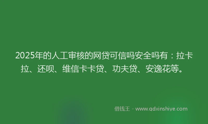 2025年的人工审核的网贷可信吗安全吗有：拉卡拉、还呗、维信卡卡贷、功夫贷、安逸花等。
