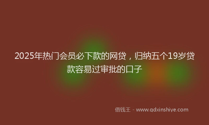 2025年热门会员必下款的网贷，归纳五个19岁贷款容易过审批的口子