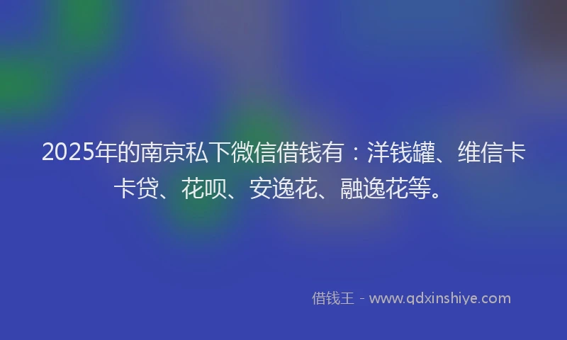 2025年的南京私下微信借钱有：洋钱罐、维信卡卡贷、花呗、安逸花、融逸花等。