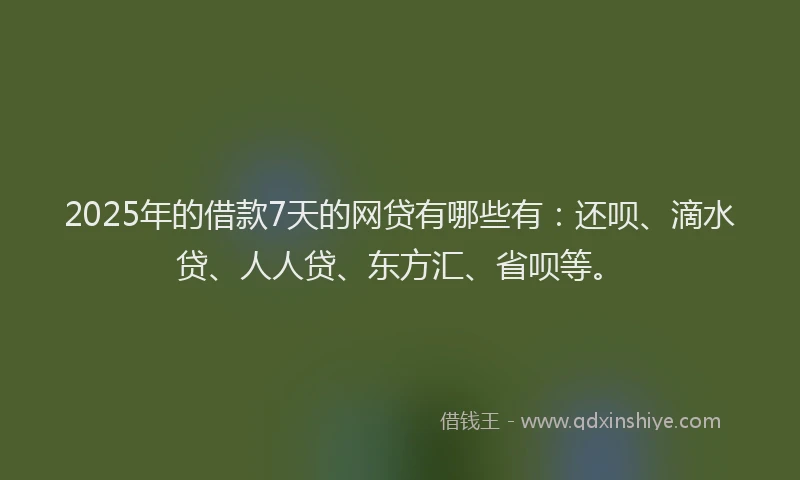 2025年的借款7天的网贷有哪些有：还呗、滴水贷、人人贷、东方汇、省呗等。
