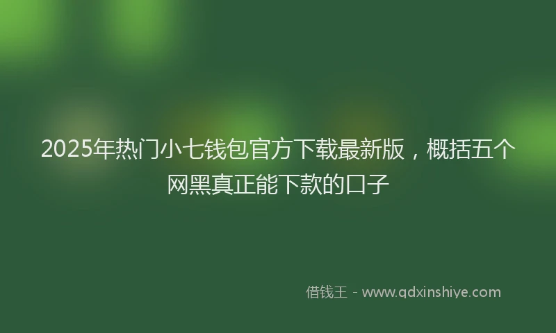 2025年热门小七钱包官方下载最新版，概括五个网黑真正能下款的口子