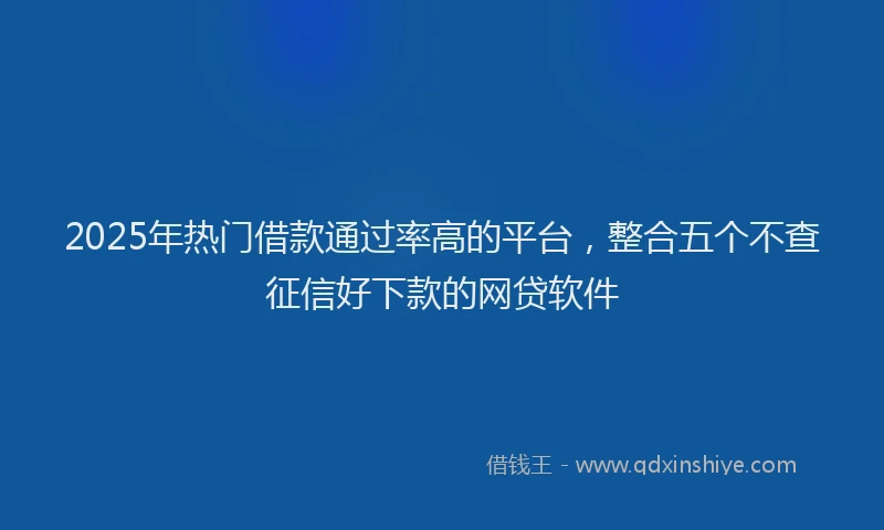 2025年热门借款通过率高的平台，整合五个不查征信好下款的网贷软件