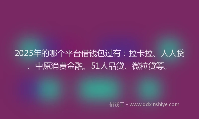 2025年的哪个平台借钱包过有：拉卡拉、人人贷、中原消费金融、51人品贷、微粒贷等。