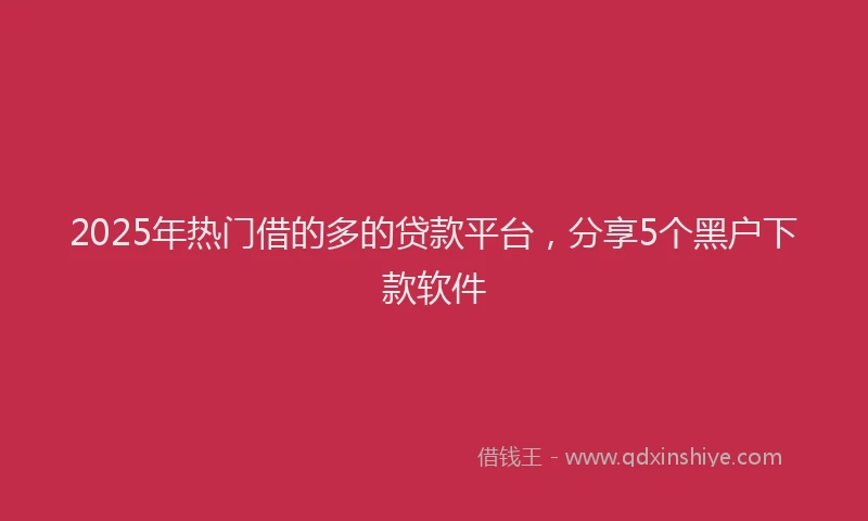 2025年热门借的多的贷款平台，分享5个黑户下款软件