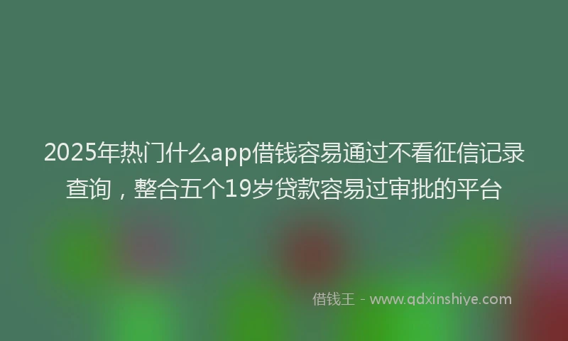 2025年热门什么app借钱容易通过不看征信记录查询，整合五个19岁贷款容易过审批的平台