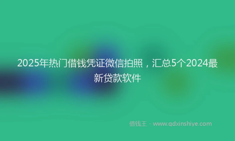 2025年热门借钱凭证微信拍照，汇总5个2024最新贷款软件