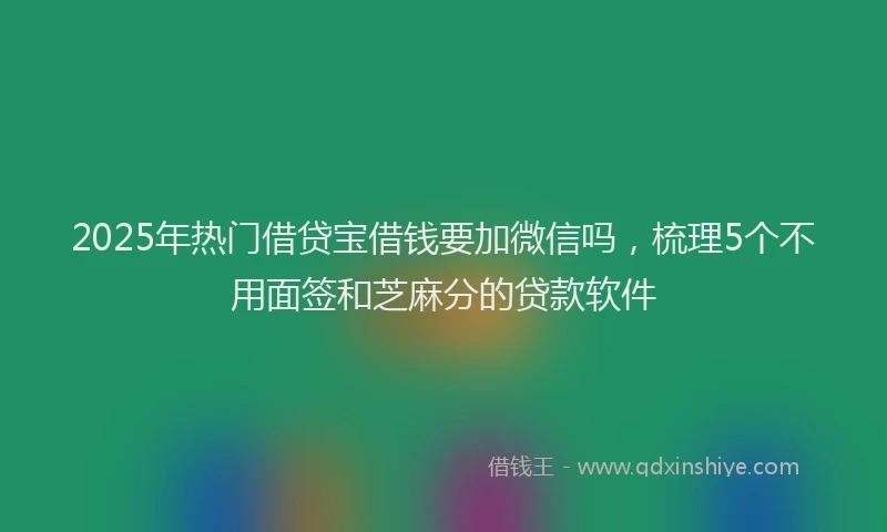 2025年热门借贷宝借钱要加微信吗,梳理5个不用面签和芝麻分的贷款软件