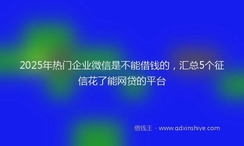 2025年热门企业微信是不能借钱的，汇总5个征信花了能网贷的平台
