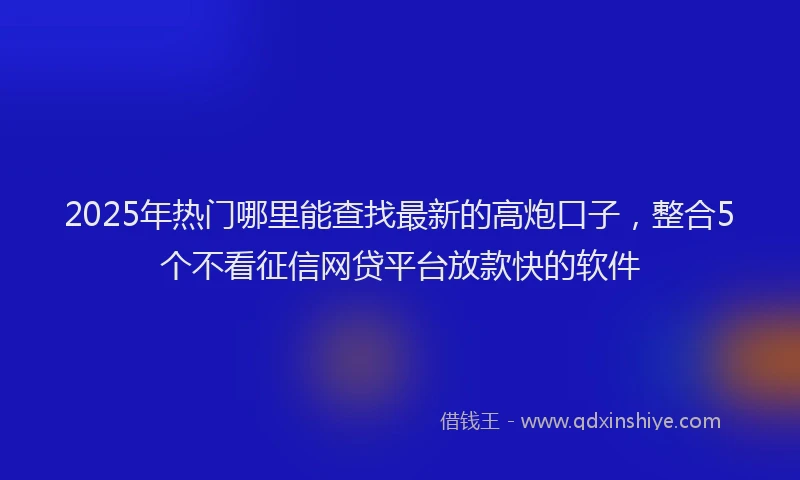 2025年热门哪里能查找最新的高炮口子，整合5个不看征信网贷平台放款快的软件