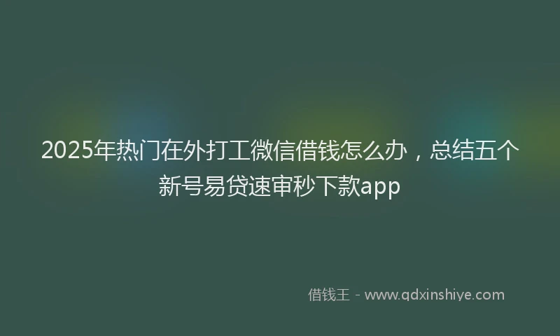 2025年热门在外打工微信借钱怎么办，总结五个新号易贷速审秒下款app