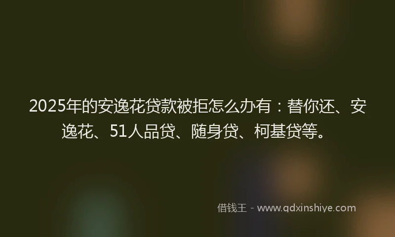 2025年的安逸花贷款被拒怎么办有：替你还、安逸花、51人品贷、随身贷、柯基贷等。