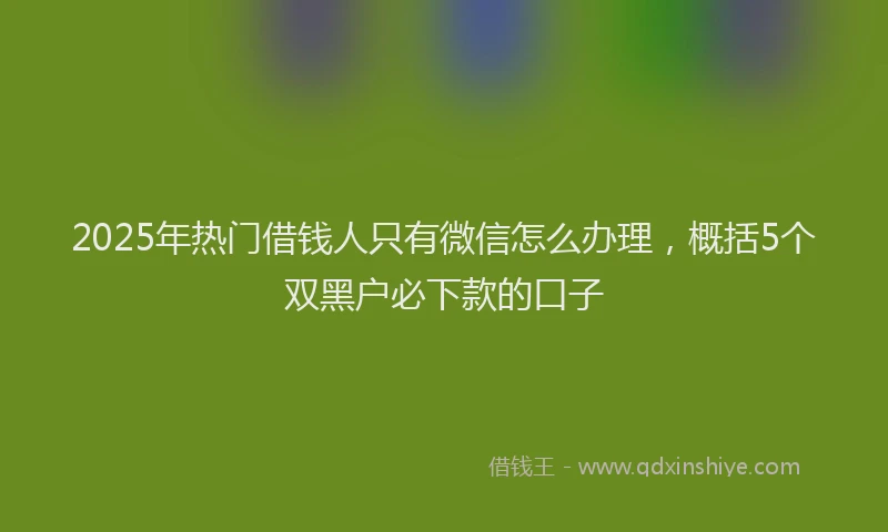 2025年热门借钱人只有微信怎么办理，概括5个双黑户必下款的口子