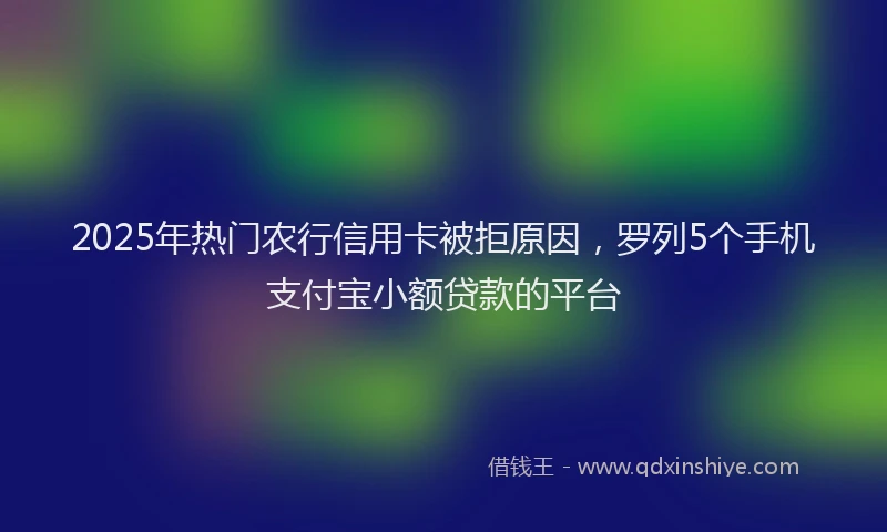 2025年热门农行信用卡被拒原因,罗列5个手机支付宝小额贷款的平台