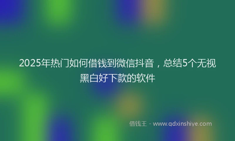 2025年热门如何借钱到微信抖音，总结5个无视黑白好下款的软件
