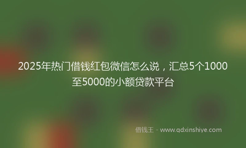 2025年热门借钱红包微信怎么说，汇总5个1000至5000的小额贷款平台