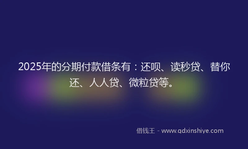 2025年的分期付款借条有：还呗、读秒贷、替你还、人人贷、微粒贷等。