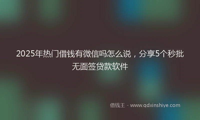 2025年热门借钱有微信吗怎么说，分享5个秒批无面签贷款软件