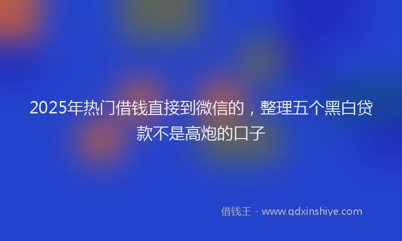 2025年热门借钱直接到微信的，整理五个黑白贷款不是高炮的口子