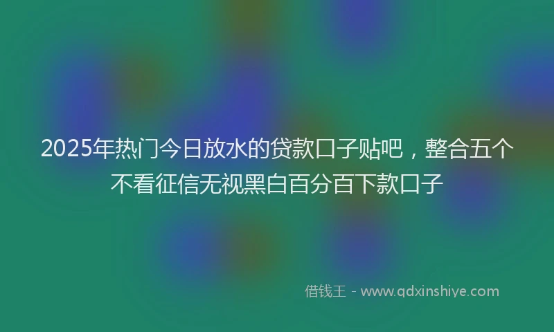 2025年热门今日放水的贷款口子贴吧，整合五个不看征信无视黑白百分百下款口子