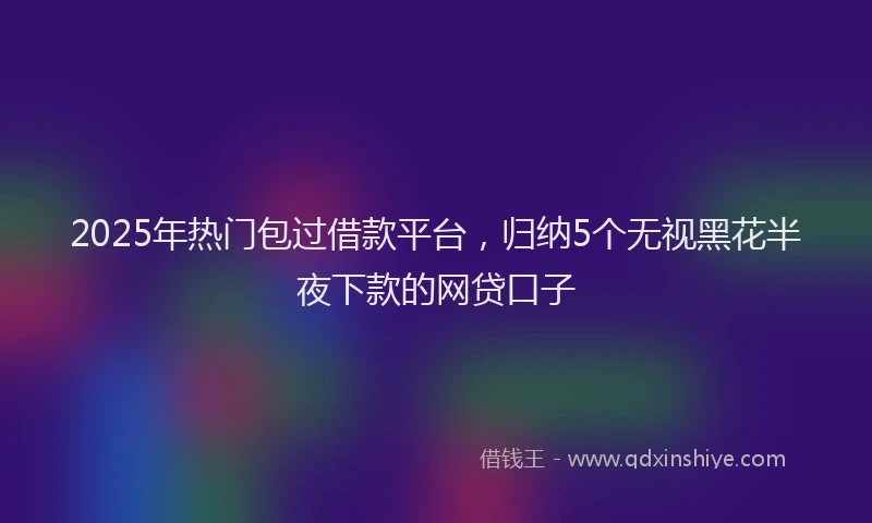 2025年热门包过借款平台，归纳5个无视黑花半夜下款的网贷口子