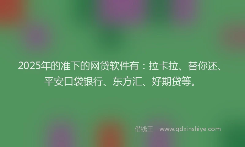 2025年的准下的网贷软件有：拉卡拉、替你还、平安口袋银行、东方汇、好期贷等。
