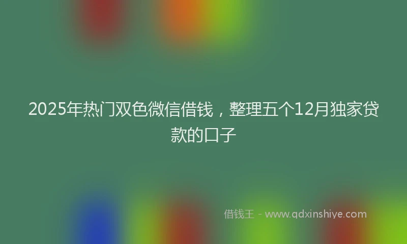 2025年热门双色微信借钱，整理五个12月独家贷款的口子