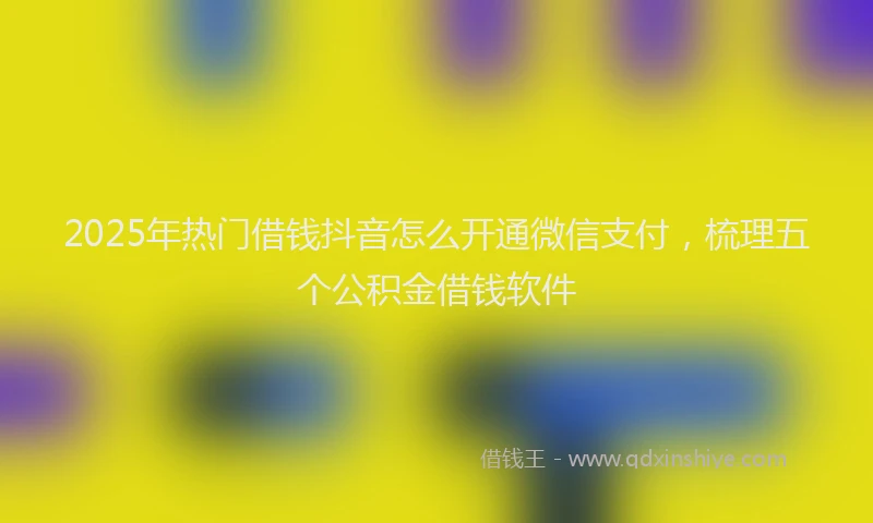 2025年热门借钱抖音怎么开通微信支付，梳理五个公积金借钱软件