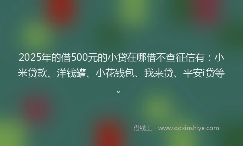 2025年的借500元的小贷在哪借不查征信有：小米贷款、洋钱罐、小花钱包、我来贷、平安i贷等。
