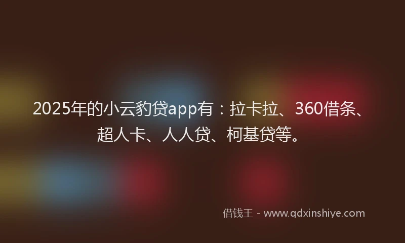 2025年的小云豹贷app有：拉卡拉、360借条、超人卡、人人贷、柯基贷等。