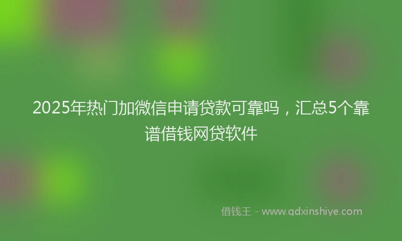 2025年热门加微信申请贷款可靠吗，汇总5个靠谱借钱网贷软件