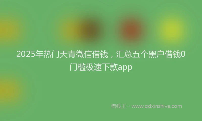 2025年热门天青微信借钱，汇总五个黑户借钱0门槛极速下款app