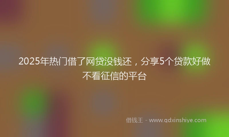 2025年热门借了网贷没钱还，分享5个贷款好做不看征信的平台