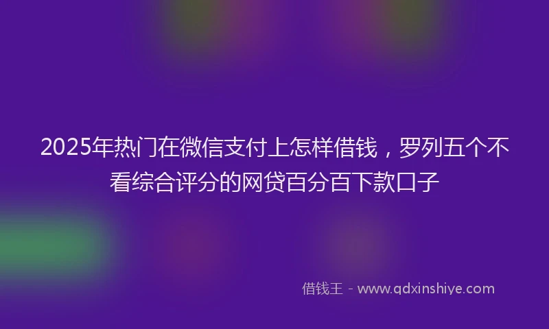 2025年热门在微信支付上怎样借钱，罗列五个不看综合评分的网贷百分百下款口子