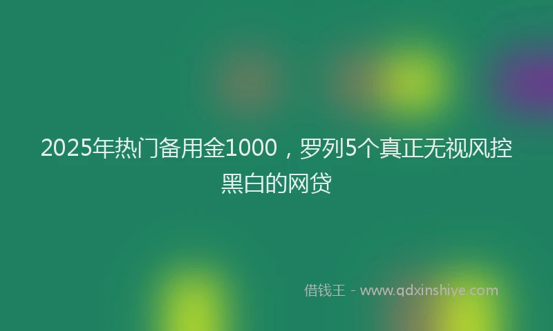 2025年热门备用金1000，罗列5个真正无视风控黑白的网贷