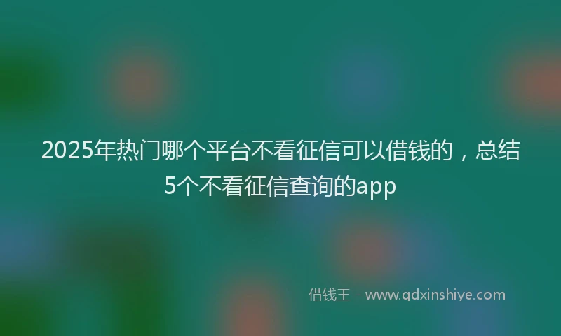 2025年热门哪个平台不看征信可以借钱的，总结5个不看征信查询的app