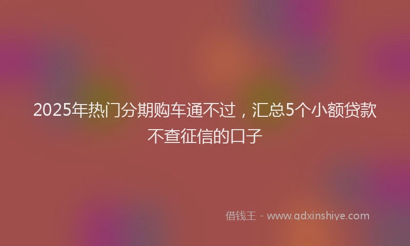 2025年热门分期购车通不过，汇总5个小额贷款不查征信的口子