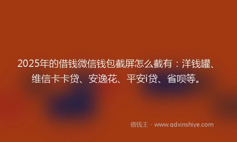 2025年的借钱微信钱包截屏怎么截有：洋钱罐、维信卡卡贷、安逸花、平安i贷、省呗等。