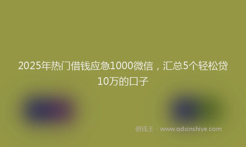 2025年热门借钱应急1000微信，汇总5个轻松贷10万的口子