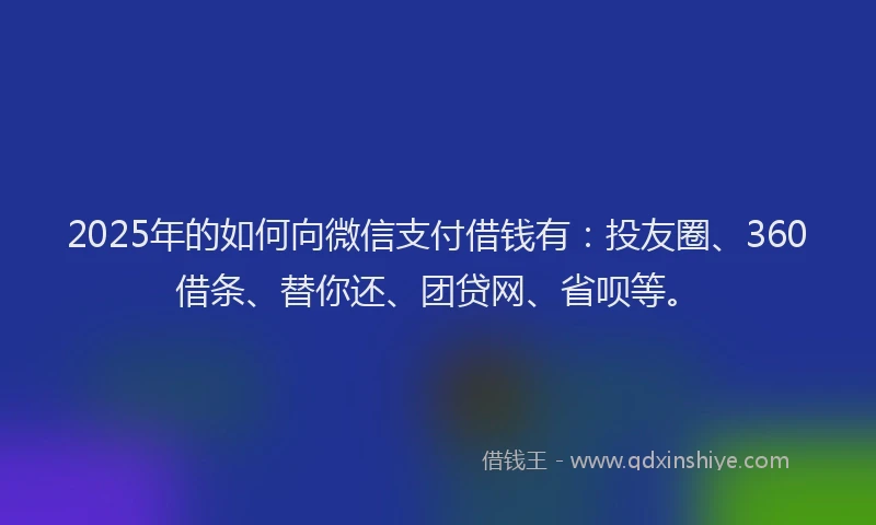 2025年的如何向微信支付借钱有：投友圈、360借条、替你还、团贷网、省呗等。