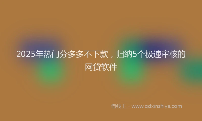 2025年热门分多多不下款，归纳5个极速审核的网贷软件