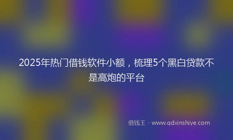 2025年热门借钱软件小额，梳理5个黑白贷款不是高炮的平台