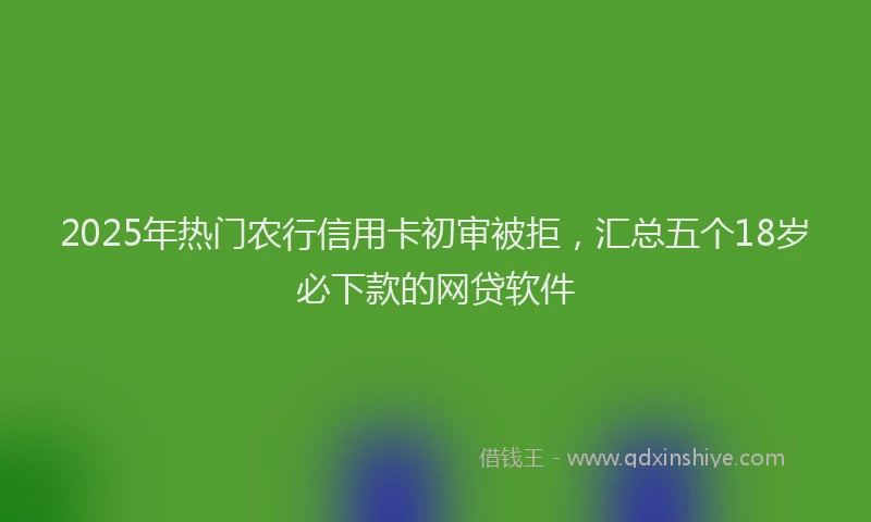 2025年热门农行信用卡初审被拒，汇总五个18岁必下款的网贷软件