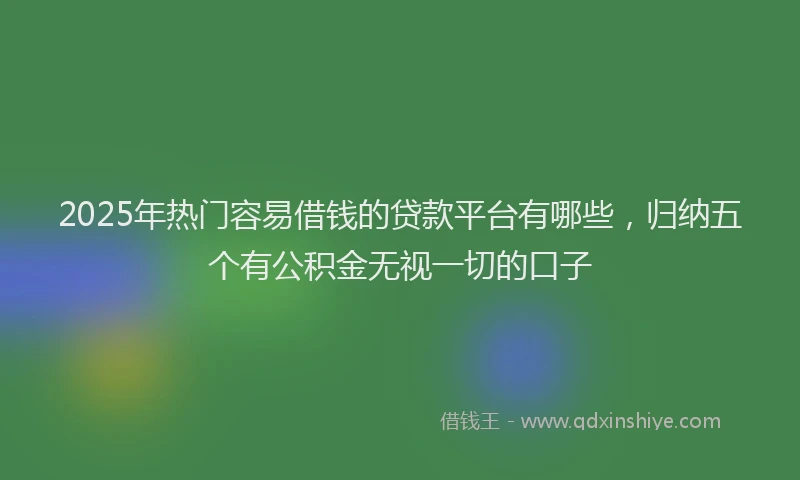 2025年热门容易借钱的贷款平台有哪些，归纳五个有公积金无视一切的口子